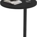C Shaped End Table, Round Side Table, Small Drink Tv Tray Table for Small Spaces,Modern Accent Nightstand with Metal Leg for Living Room, Bedroom, Corners, and Office(Black)