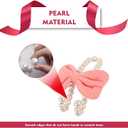 2 PCS Car Pearl Headrest Hooks, Bow-shaped Pearl Headrest Hook, Cute Elegant Auto Seat Back Hook, Universal Car Interior Decoration for Women Girls (Pink)