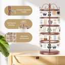 LASZOLA 5 Tier Bronze Earring Holder Organizer Tree Women Display Storage for Stud and Hoop, Large Cool Rotating Clip Stand for Pierced and Dangle Earring, Vertical Metal Tower Carousel with 400 Holes