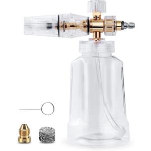 Foam Cannon - Pressure Washer Gun with 1/4 Inch Quick Connect and Adjustable Nozzle Car Wash Sprayer with 1 L Bottle, Professional Car Foam Cannon Fits Most Power Washing Accessories (4000 PSI) (2.2mm Foamcannon)