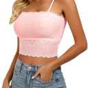 BemorRun Lace Bralette for Women Camisole Tops Spaghetti Strap Double-Layered Tube Tops Lace Bandeau Bra, XXL