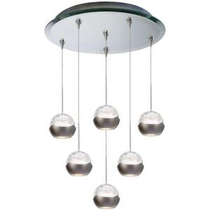 WAC Lighting QMP-LED311/6-MR Genesis LED 6 Light Pendant Fixture with Mirror Canopy, Clear
