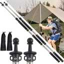Tarp Poles,Tent Poles Set of 2 2Ft to 6Ft Replacement Canopy Poles Heavy Duty Telescoping Tent Poles for Tarp Outdoor Camping Awning Poles Adjustable Sturdy Durable Shade Cloth Poles (6Feet Black)