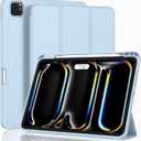 ZryXal New iPad Pro 13 Inch Case (M5) 2025 / (M4) 2024 with Pencil Holder, Smart iPad Case [Support Pencil Pro and Pencil (USB-C)], Support Touch ID and Auto Wake/Sleep (New Sky Blue)