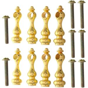 Homoyoyo Iron Spindles Furniture Connectors: 8Pcs Gallery Rails for Shelves, Golden Iron Post Caps for Glass Railing for Wine Cabinet and Serving Cart Spindles,Easy Install 1.57X0.47X0.47In
