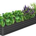 DIIYIV 12x4x1FT Galvanized Raised Garden Bed Kit,Vegetable Boxes-Rectangle Metal Flower Box,Large Planter Raised Beds Outdoor Garden for Planting,Fruit,Herb-Black
