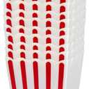 Movie Night Popcorn Containers for Theater, Cinema, and Home Use - Red and White Striped Durable Reusable Plastic Buckets for Snacks and Popcorn (16, Small)