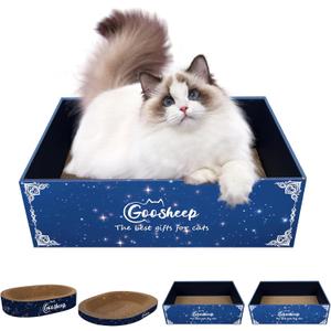 Goosheep 4-in-1 Cat Scratcher and Bed, 2 Scratching Pads & 2 Oval Loungers for Indoor Cats, Multi-Cat Household Cardboard Scratcher Furniture with Cat Bed Design to Save Your Couch