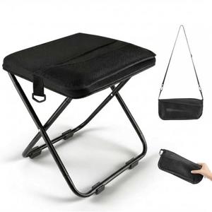 Portable folding stool with dual storage pockets and side pockets Compact adult-sized portable stool, ideal for camping, hiking, outdoor activities and events Maximum weight capacity 280 lbs (Black)