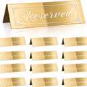 CWJCYTNSN 12PCS Reserved Table Signs, Gold Reserved Signs for Wedding, Acrylic Double-side Mirrored Reserved Seating Sign for Guest Reservation Birthday Party, Event, Restaurant