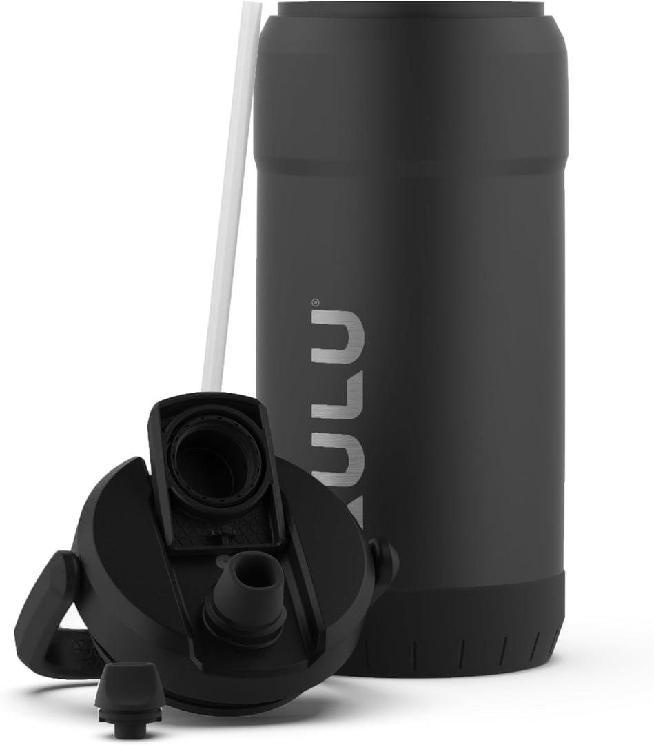 ZULU Goals Vacuum Insulated Large Capacity Stainless Steel Water Bottle | Reusable Jug Thermoses with Carry Handle | Leak-Proof Lid | Perfect for Travel, Workout, Gym, Hiking, Camping | 64oz, 101oz (Black)