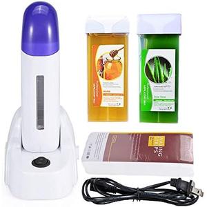iMeshbean® Depilatory Roll on Wax Heater Roller Warmer Cartridge Strips Hair Removal Kit USA (Aloe & Honey Wax & 100 Paper)