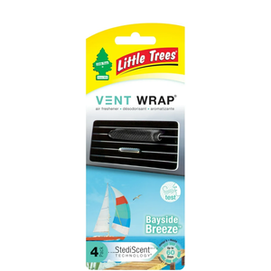 Little Trees Auto Air Freshener, Vent Wrap, Bayside Breeze Fragrance, 4-Pack