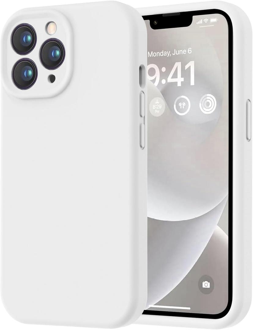LOVE 3000 Designed for iPhone 13 Pro Max Case, Premium Silicone with [Soft Anti-Scratch Microfiber Lining] Shockproof Protective Phone Case for Men Women Girls 6.7", White