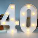 H 8.26" tall Light Up Numbers 40 Sign for Wedding Anniversary, 40th Birthday Party Decorations for Women, 40th Birthday Centerpieces Table Decorations for Men