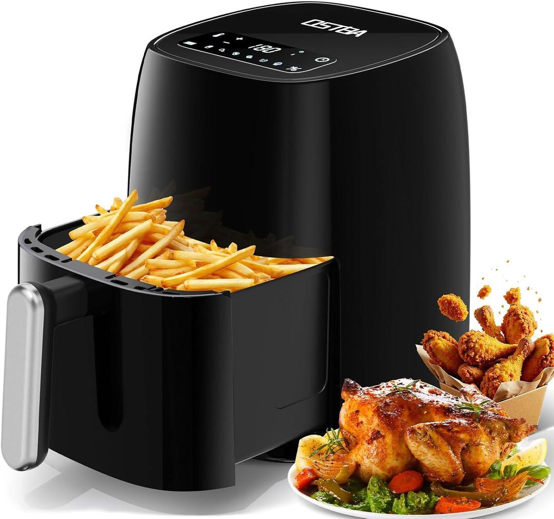 OSTBA 4.5QT Air Fryer with Tempered Glass LED Touch Screen, 6 Presets One-Touch Cooking, Adjustable Temp & Time, Dishwasher Safe Nonstick Basket, Oil-Free Healthy Cooking, 14 People