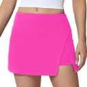 High Waisted Tennis Skirts for Women Side Slit Golf Skorts with 3 Pockets A Line Athletic Skirt in Shorts for Workout Sports (Hibiscus Purple), Medium