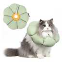 Cat Cone Collar,Cute Waterproof Cat Recovery Collar,Anti-Bite Lick Wound Healing Safety Elizabethan e Collar for Cats,Green Flower All-Season Style, Large