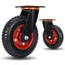 8"x2" Heavy Duty Casters Set of 2, 1800LBS Capacity Solid Rubber Wheels(Knobby Tread), Workbench, Dolly, Cart, Trolley, Wagon, Toolbox & Chicken Coop (2 Swivel)