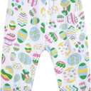 Easter Baby Girls' Eggs Outfit Set Romper Cute Pants with Headband (Yellow)