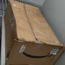 Drive Medical Overbed Table with Wheels - Secure Height Adjustment for Comfort - Non Tilt Surface - Smooth Rolling Design - Home & Hospital Use - Woodgrain Laminate Top - Silver Vein