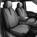 IKABEVEM for Ford F150 Seat Covers : 2009-2024 2025 2026 - F250/F350/F450 2017-2025 2026 Truck Full Set Car Seat Covers Pick-up Faux Leather Seat Cover(Black & Grey, 5 Seats)