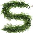 2026New 6FT Christmas Garland Norfolk Pine Garland Olive Garland Vine Wreath Real Touch Artificial Faux Greenery Wreath, for Table, Mantle, Wall, Indoor, Outdoor Christmas Decorations (1PC)