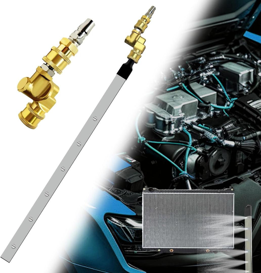 40'' Car Radiator Cleaning Wand, Radiator Cleaner Tool with 25 Fan Nozzle, Power Washer Wand with Dual Connectors, Radiator Pressure Washer Wand for Car Radiator Flushing, Max 4500PSI Pressure Washer