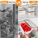 6 x 6 PCS Fruit Storage Containers for Fridge with Removable Colanders, 6 Plastic Food Storage Containers with 6 Lids, Leakproof Produce Containers Keep Fruits, Vegetables, Berry, Meat Fresh Longer