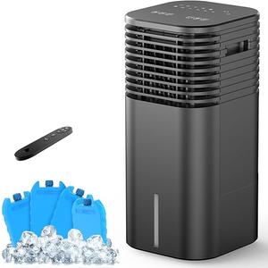 24" Windowless Portable Air Conditioner, 15H Timer & 120°Oscillation, 3-IN-1 Portable AC Unit with Remote, 2-Gal Tank, 3 Modes & 3 Speeds, Ultra-Quiet Ventless Swamp Cooler for Room Home Office, Black