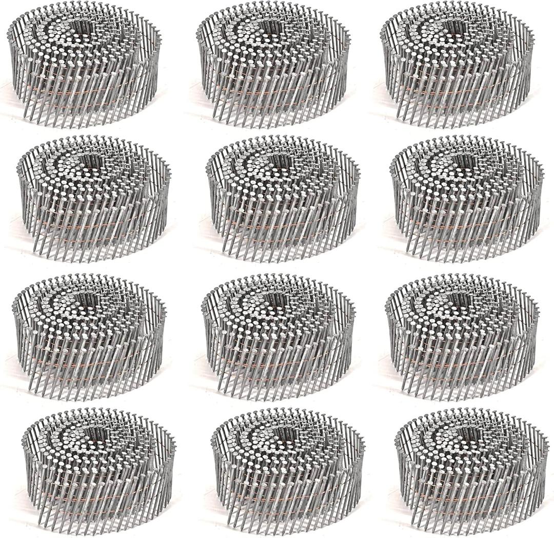 BHTOP 3600 Count Siding Nails, 15-Degree 2 Inch *.092 Wire Collated Coil Ring Shank Nails, Full Round Head Hot-Dipped Galvanized Siding Nailer Attachment Replacement Parts