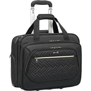 Coolife Rolling Laptop Briefcase 17.3 Inch Laptop Case Roller Computer Bag with Wheels Mobile Office Computer Brief (Black)