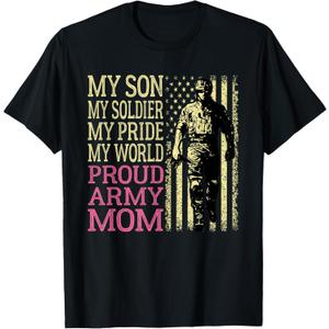My Son My Soldier Hero Proud Army Mom US Military Mother T-Shirt, Medium
