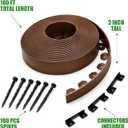 Landscape Edging Garden Border 100ft x 2in, 180 Stakes, Brown