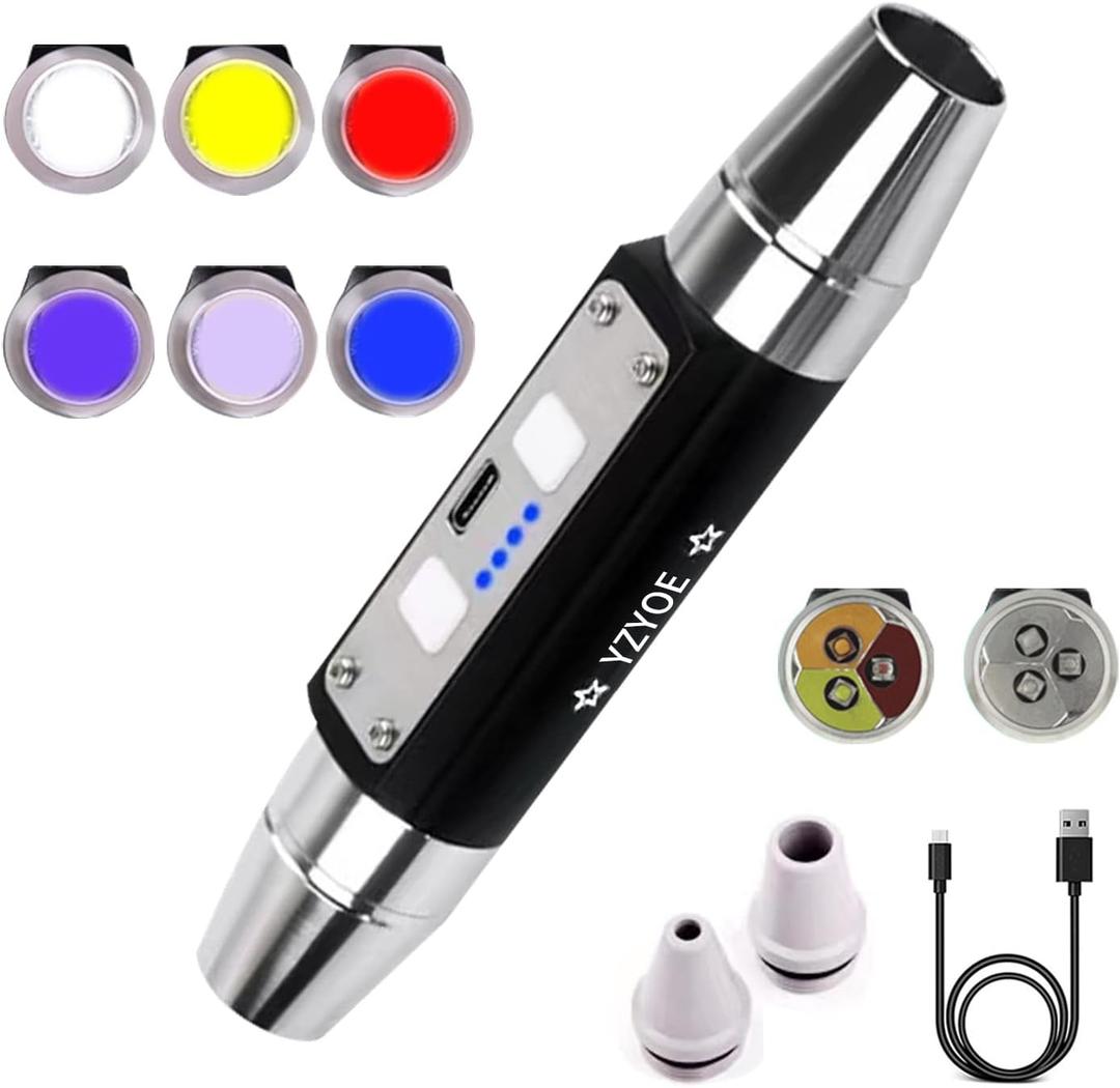 Six LEDs Rechargeable Gemstone Flashlight Jade Appraisal Light, Super Bright Jewelry Diamond Detector Lamp