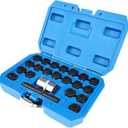 22PCS Wheel Locking Key Removal Tool Kit, Wheel Anti-Theft Lock Lug Nut Screw Remover Set with 1/2 Inch Driver Scoket Adaptor and Punch Compatible with BMW F 1 3 4 5 6 7 Series Not All