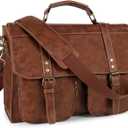 Wogarl Messenger Bag for Men 15.7 inch: Vintage PU Leather Briefcase Large Computer Laptop Bag for Office Business