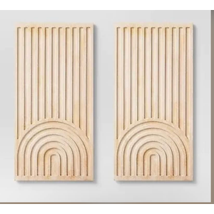 Boho Blush Pink Curtain Panels and 2-piece Geometric Wooden Wall Art 12x24