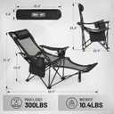 Overmont Reclining Camping Chair with Removable Footrest - 4-Position Adjustable Folding Lounge Chair for Adults with Removable Pillow Carry Bag - Support 300LBS Portable for Outdoor Beach Lawn Patio