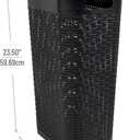 Mind Reader Slim Laundry Hamper with Lid, 40L Clothes Basket, Narrow Tapered Design with Ventilated Cutout Pattern, Plastic, Black, Single