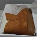 THATXUAOV Womens Ankle Winter Boots, Anti-Slip Suede Mini Boot For Women,Side Zipper Platform Slip On Snow Boots With Fur Lining (7, Chestnut)