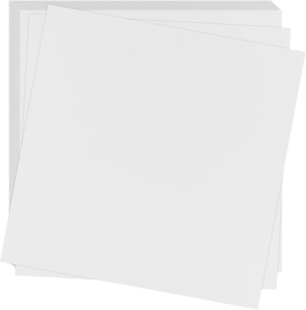 PINGEUI 50 Sheets 12 x 12 Inch White Chipboard, 1MM Thick Medium Weight Chipboard Sheets, White Cardboard Sheet for Scrapbooking, Frames, Art, Prints, DIY Project