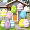 Leyndo 10 Pack 16 Inch Inflatable Easter Eggs Decorations Easter Inflatables Outdoor Decor Colorful Large Eggs Inflatable Blow up Ornaments for Yard Garden Lawn Outdoor Spring Party Supplies