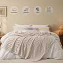 PHF Luxury Soft Fleece Blanket Queen Size, No Shed No Pilling, 380GSM Fluffy Cozy Throw Blankets for Bed, 90"x90", Lightweight Warm Bedding for Home Decor, Ideal Gift for Women, Oak