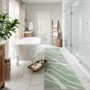 Hedlive Modern Waved Print Runners for Hallways, 2.5x8 Sage Green Washable Runner Rug, Non Slip Low Pile Kitchen Runners, Soft Abstract Neutral Striped Carpet Runner for Bedroom Laundry