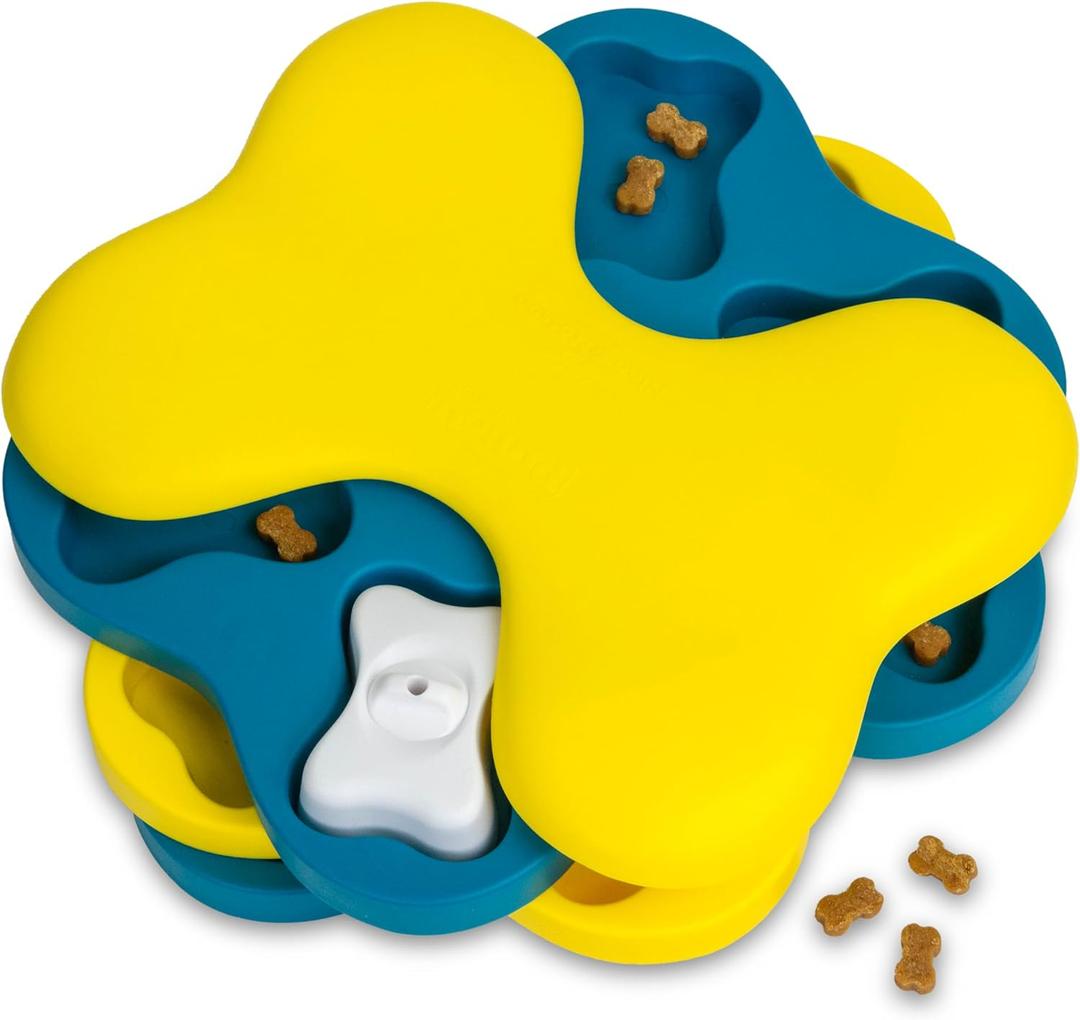 Outward Hound by Nina Ottosson Dog Tornado  Interactive Treat Puzzle Enrichment Toy, 3 Spinning Layers, Level 2 Intermediate (Dog Tornado (Yellow and Blue))