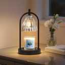 GyroVu Candle Warmer Lamp with Timer, 3-Level Dimmable Candle Lamps Vintage Glass Shade, Candle Warmer Light Wax Melt Warmer for Scented Wax, Black Warmer Lamp for Women Home Decor (2 Bulbs Included)