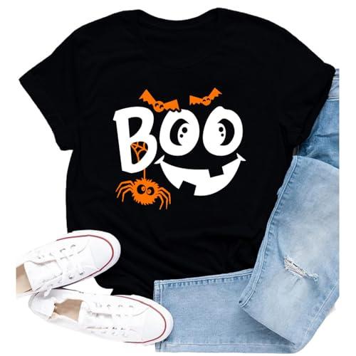 Cutesong Women Halloween Shirts Spooky Boo Pumpkin Face T-Shirt Trick or Treat Party Short Sleeve, XL Cutesong Women Halloween Shirts Spooky Boo Pumpkin Face T-Shirt Trick or Treat Party Short Sleeve, XL