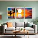 3 PCS Beach Picture Wall Art for Home Decor Beach Poster Summer Wall Decor Sunrise and Sunset Beach Canvas Prints for Living Room Decorations 16 24 in*3(Unframed)