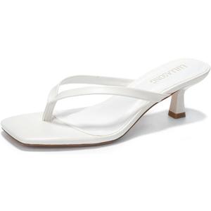 LULLASONG Women's Kitten Heels Sandals Square Open Toe Flip Flop Heels 1.8-2 Inch Heeled Sandals for Women 9.5